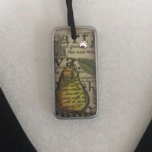 Unique pear domino art necklace